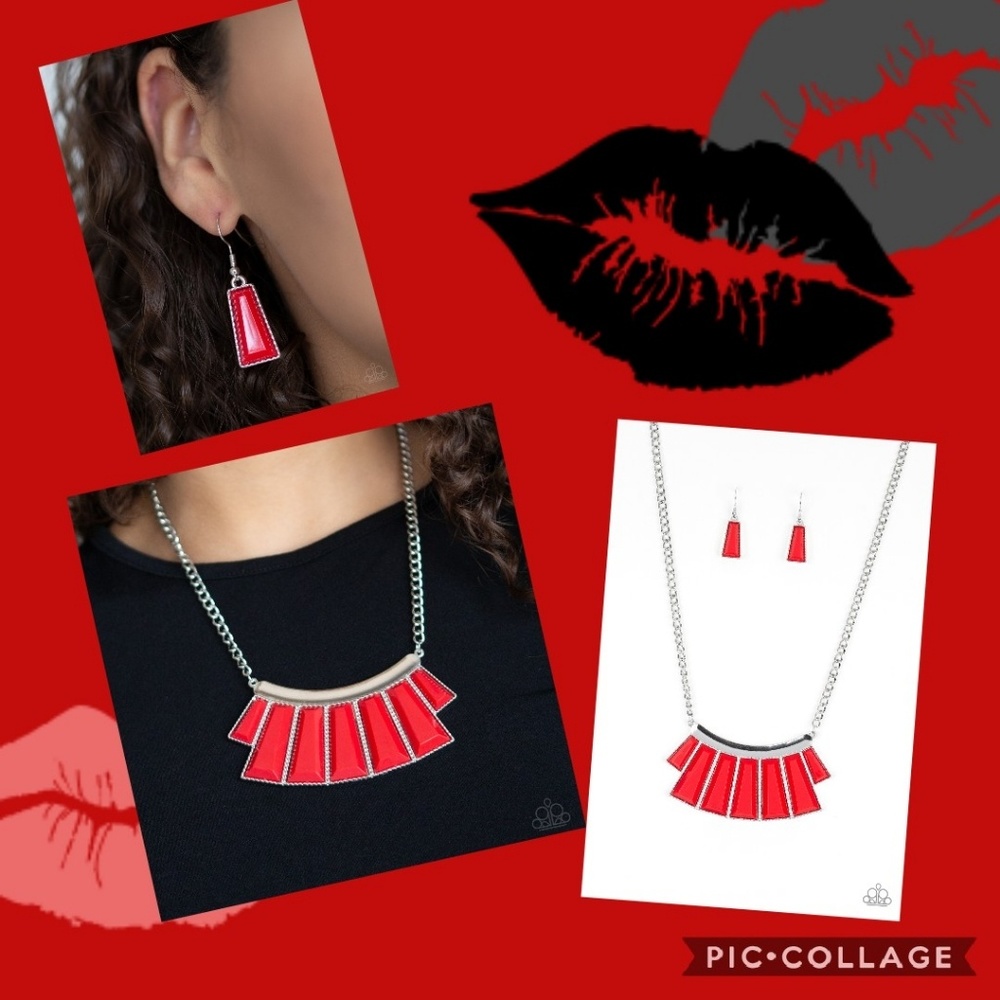 Red Necklace w/free Earrings